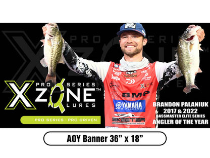 X Zone Lures Branded AOY Banner, Brandon Palaniuk, Angler of the Year